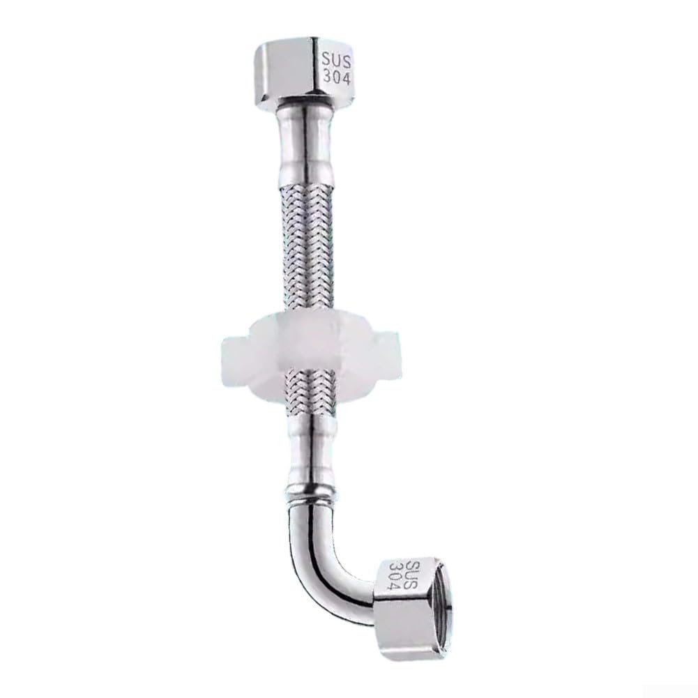 90 Degree Stainless Steel Elbow with For BSP End Connections for Braided Flexible Water Pipe in Domestic Plumbing Systems (60CM)