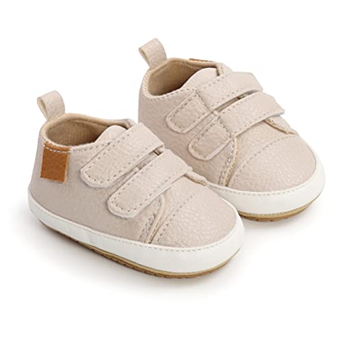 Image of Baby Boys Girls Shoes Non-Slip Rubber Sole High-Top PU Leather Sneakers Infant First Walking Shoes Toddler Crib Shoes Newborn Loafers Flats.
