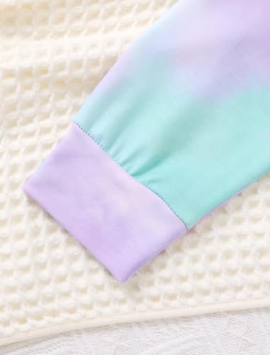 Image of Girls 2 Pcs Fall Winter Tie Dye & Leggings Outfits For Teens 5-14 | 2026 Girls Fashion Trendy, Long Sleeve Hoodie, Cool Life Print, Patchwork Pants, Back to School Holiday Tracksuit