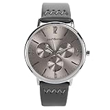 Type de mouvement : Quartz Performer Montre Classique Homme Simili Cuir Gris Lisse Cadran Chrono Factice