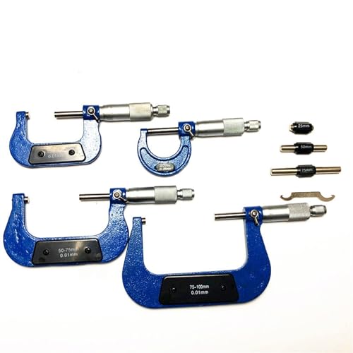 Calibrador de micrómetro exterior juego 4 piezas 0-100 mm precisión 0.01 mm miniatura 4