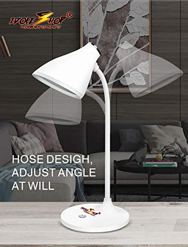 Image of IDOLESHOP High Range Quality Rechargeable LED Touch On /Off Children Eye Protection Student Study Reading Dimmer Rechargeable USB Charging Table Study Switch Desk Lamp, White