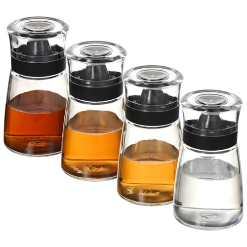 Vestamore Paquete de 4 botellas dispensadoras de aceite y vinagre a prueba de fugas, 160 ml de vidrio herméticas para cocina, camping y uso al aire libre
