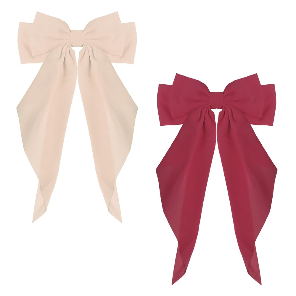 ZEVONDA 2 Pieces Big Bow Barrettes