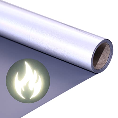 Image of Reflective Heat Transfer Vinyl Silver Reflective HTV Vinyl Rolls Reflective Vinyl 12Inch x 5Feet Iron On Vinyl for T-Shirts DIY Design, Easy to Cut and Weed, Silhouette Cameo & Heat Press Machine