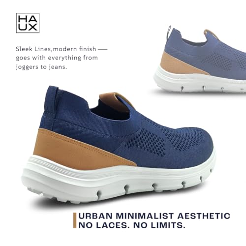 Image of HAUX Men's Slip-On Running Shoes | Lightweight Sports Sneakers with Memory Foam Cushioning | Walking, Gym, Jogging, Training | Ultra Comfort & Style