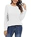 NILOUFO Women Long Sleeve T Shirts Casual Dressy Tops Fashion Trendy Blouses Tunics(White, X-Large)