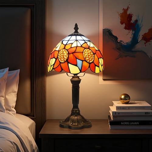 Exporify Tiffany Table Lamp Sunflower Stained Glass Lamp,8" Small Tiffany