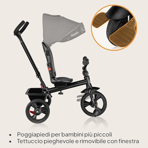 Lionelo Haari 2 In 1 Triciclo Bici E Passeggino Fino A 25Kg, Pieghevole, Fronte Mamma E Fronte Strada, Regorabile Compatto Con Borsa E Portabibite, Cinture A 3Punti Triciclo Per Bambini Da 1 A 5 Anni - 5