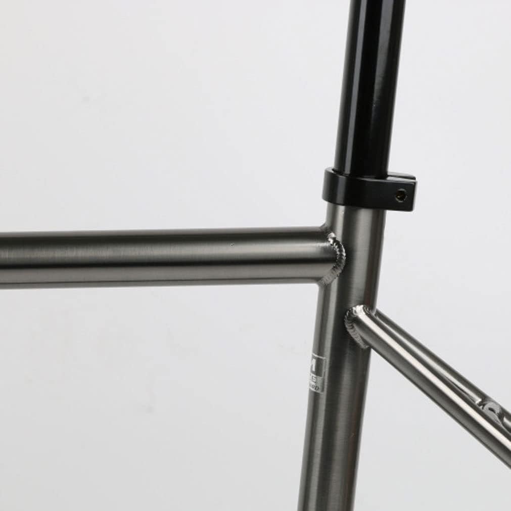 700c Road Bike Frameset Cr-Mo Steel Disc Brake Frame + Carbon Fork Thru Axle 100/142mm 28c Fat Tires Bicycle Frame 44/47/50/53/56CM(Titanium,44cm)