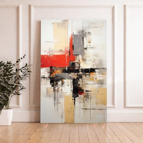 Image of Abstract Multicolor Stretched Canvas Painting For Living Room | Expressionism Texture Stretched Canvas Wall Art For Livingroom Home Decor, Bedroom, Hallway's, Office, Hotel - 56x86 cm