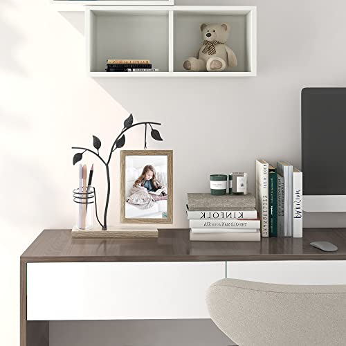 Sapowerntus 4X6 Picture Frames, Rustic Family Desk Photo Frame, Flowers Plants Floating Double-Sided Glass Vase Office Tabletop Standing Decor, Mother Wedding Cute Dog Unique Gift #TOP6