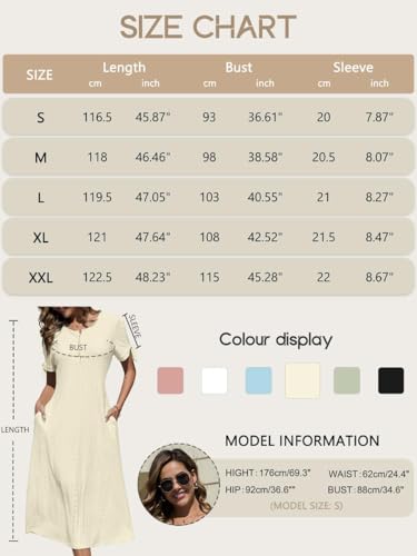 Yutdeng Summer Beach V Neck Short Sleeve Midi Dress - Ladies Loose Boho Swing With Pockets, Elegant A Line Hollow Out Holiday Sundress - Image 6