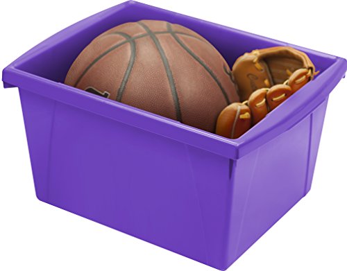 Image of Storex 4 Gallon Storage Bin - Plastic Classroom Organizer for Books and Supplies, Violet, 6-Pack (61481C06C)