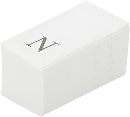 Miniatura 186 de Luxenap - Toallas de invitados de 15.8 x 7.9 pulgadas, 50 toallas de mano con letras plateadas, letra "P", fuente Sans Serif, servilletas de papel
