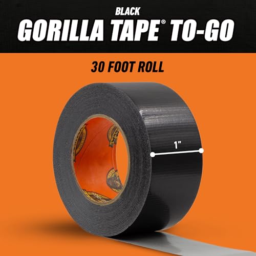 Image of Gorilla 6100116 6100101-2 Duct Tape to-Go, 1 inch x 10 yd, Black, (Pack of 2), 2-Pack, 2 Piece