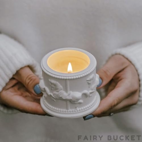 Image of Horse Carousel Jar Candle with Lid | Reusable Decorative Jar | Soy Wax Blend Vanilla Scented Candle | Hand-Poured Luxury Aroma Candle for Home Decor, Gifting & Relaxation