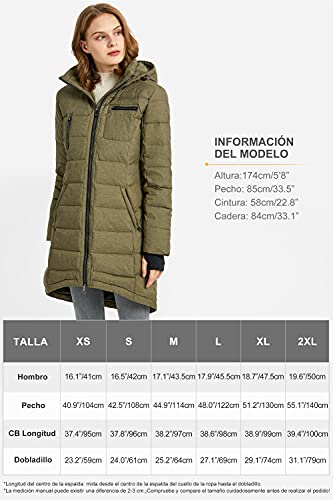 Orolay Chaqueta de Plumón con Capucha para Mujer Abrigo de Media Longitud con Cremallera para Exteriores Vino Rojo S - imagen 7