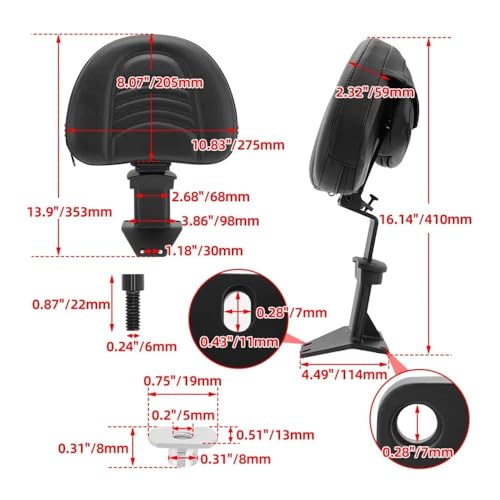 Dossier passager GoldWing 2018-2023 kit montage réglable - 6