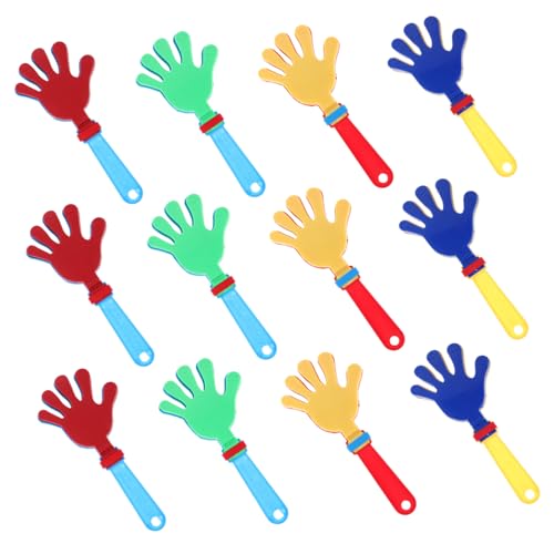 Ciieeo 12pcs Plastic Hand Clappers Noisemakers Bright Colors Lightweight Party Favors for Birthday Stocking Fillers Boy Girl Games Random Color