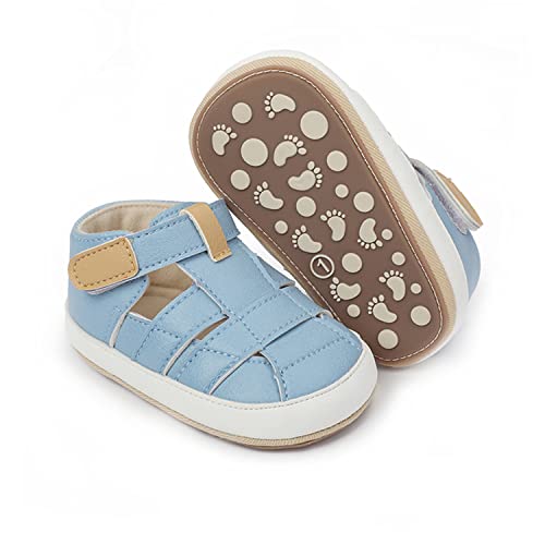 Image of HsdsBebe Baby Boys Girls Pu Leather Hard Bottom Walking Sneakers Toddler Rubber Sole First Walkers Infant Cartoon Slippers Crib Shoes