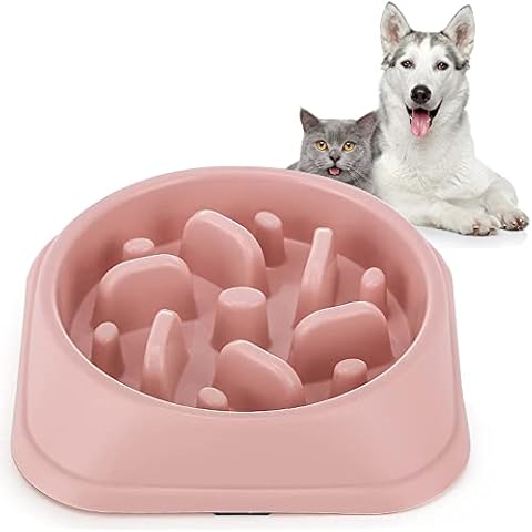 Vealind Dog Slow Feeding Bowl for Medium & Small Dogs, Slowing Down Eating Speed Preventing Obesity Pet Healthy Feeder Bowls (Pink) Cover