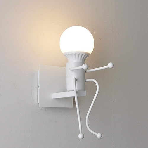 Moderno retro creativo dibujos animados de hierro forjado lámpara de pared nórdico moderno pequeño Iron Man accesorios de iluminación LED sala de