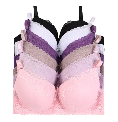 Image of Viola's Secret 6 Pack of Color Print T-Shirt Bras B Cup C Cup and D Cup