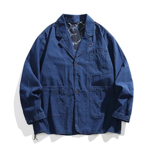 Men Japanese Harajuku Streetwear Loose Casual Denim Suit Blazers Cargo Jacket Jean Outwear3
