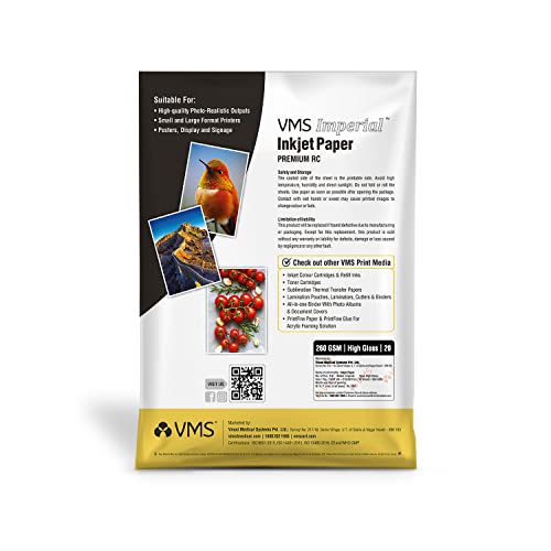 Image of VMS Deluxe 70x100mm 250 Micron Lamination Pouch - 2 x 100 Sheets & VMS Imperial 260 GSM A4 Glossy Photo Paper - 20 Sheets