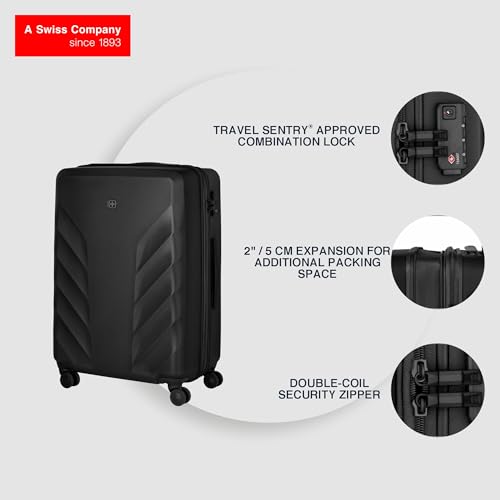 Image of WENGER, Motion, Medium Hardside Check-in Suitcase, 85 litres, Chic Black, 612705, Swiss Designed