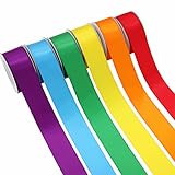 BAORJCT Rainbow Satin Ribbon 1 Inch Wide Solid Color Double Sided Polyester Satin Ribbon 6 Colors X