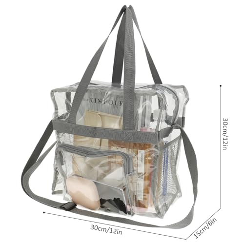Clear Tote Bag, Heavy Duty Clear Lunch Tote with Handle and Adjustable Strap, for Stadium Games Concerts Work2