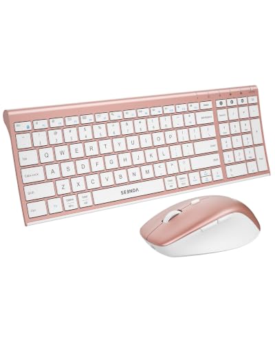 Image of seenda COE401 Bluetooth Keyboard and Mouse Combo, 3-Device, White Rose Gold