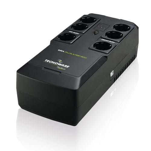 Tecnoware UPS 800VA pour PC/Modem, pas pour gaming/console, ERA PLUS STRIP, 6 prises Schuko,...