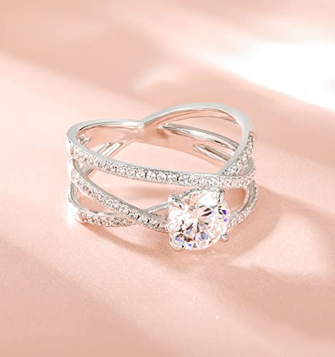 TIGRADE 2CT Criss Cross Promise Ring for Women Cubic Zirconia Engagement Ring CZ Statement Wedding Band Size 3-122
