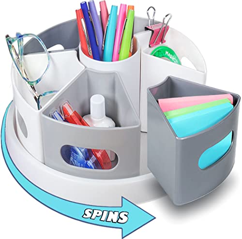 Image of Art Supply Organizer - Rotating Desktop Organizer for Home Office Supplies and Accessories, Kids Pencil Holder for Desk, Homeschool Classroom Organization, Marker Crayon Craft Storage