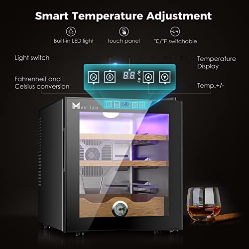 Manitan 50L Electric Humidor For 300 Cigars Cooler Humidor Spanish Cedar Wood Shelves 54-73℉ Temperature And Buit-In Hygrometer For Gift #TOP2