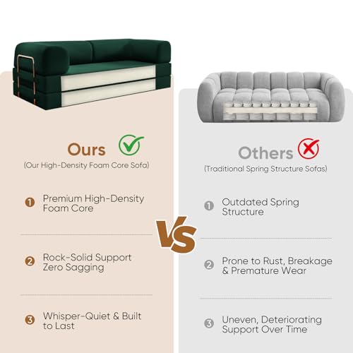 Image of Modular Sectional Sofa Couches L-Shape Couch 3 Seat Modular Sofa Memory Foam Sectional Couches for Living Room (Green, 79 inch+SofaBed)