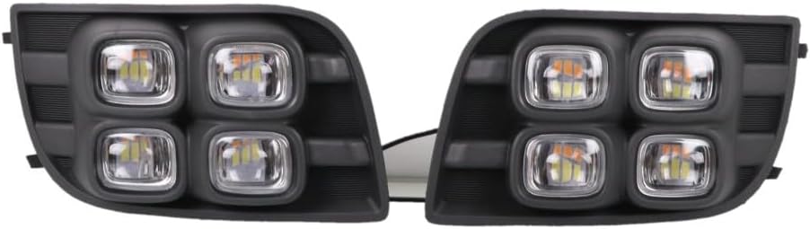 LED Daytime Running Lights DRL Case for Toyota Sequoia 2008-2017, 12W 6000K 4LEDs Fog Lamp + Yellow Turn Signals Light