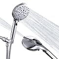 CareRain High Pressure 9-mode Handheld Shower Head, Extra Long 5 ft Stainless Steel Hose Adjustable Bracket, Tile Pets - Chrome (10-Modes, Premium Chrome)