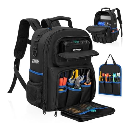 BEOSIOR Tool Backpack Heavy Duty Tool Backpack with ABS Rubber Base Easy to Carry (Backpack/Handbags) Tool Backpacks Suitable for Electrician Plumber Maintenance Worker