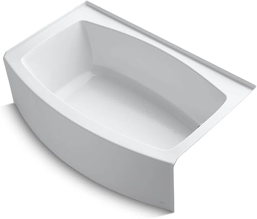 KOHLER 1100-RA-0 Expanse - Bañera acrílica para alcoba de 60 x 32 pulgadas con drenaje a mano derecha, diseño compacto, color blanco
