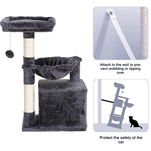 Heybly Cat Tree Cat Tower Condo With Sisal-Covered Scratching Posts And Basket For Kitten Smoky Gray Hct002Sg #TOP4