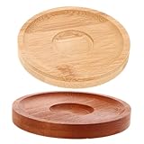 MUCKLILY 2 Stück Drehbarer Glasboden Untersetzer Unterlage Whiskey Runden Bambus