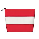 Longzehao Large Capacity Austrian flag Print Fake Hemp,Makeup Bag,Travel Bag Pouch,Toiletry Bag with Zipper