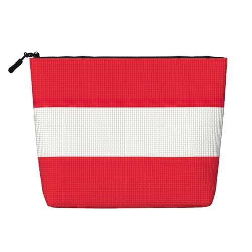 Longzehao Large Capacity Austrian flag Print Fake Hemp,Makeup Bag,Travel Bag Pouch,Toiletry Bag with Zipper