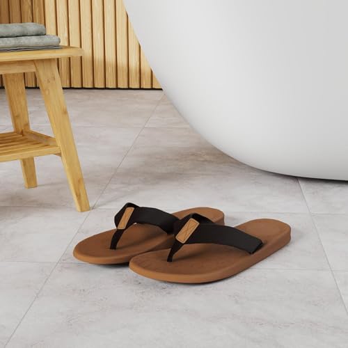Image of KuaiLu Mens Flip Flops Arch Support Comfortable Summer Beach Thong Sandals Yoga Foam Cushion Slip on Slippers