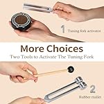Tuning Forks for Healing Set, 128Hz, 136Hz, 256Hz, 384Hz with Activator, Chakra Sound Therapy Music Tuning Instruments for Stress & Sleep/Yoga/Meditation with Anti-Slip Sponge & Pouch - Image 3