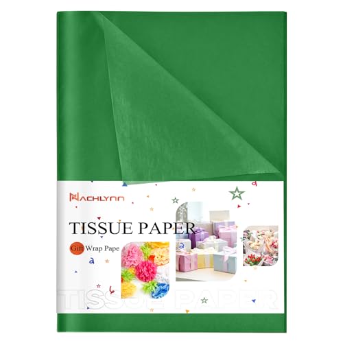 NACHLYNN 90 Sheets Christmas Tissue Paper 20 x 14 inches Baby Shower Green Wrapping Tissue Paper Bulk for Gift Bags Packaging Christmas Party Decor